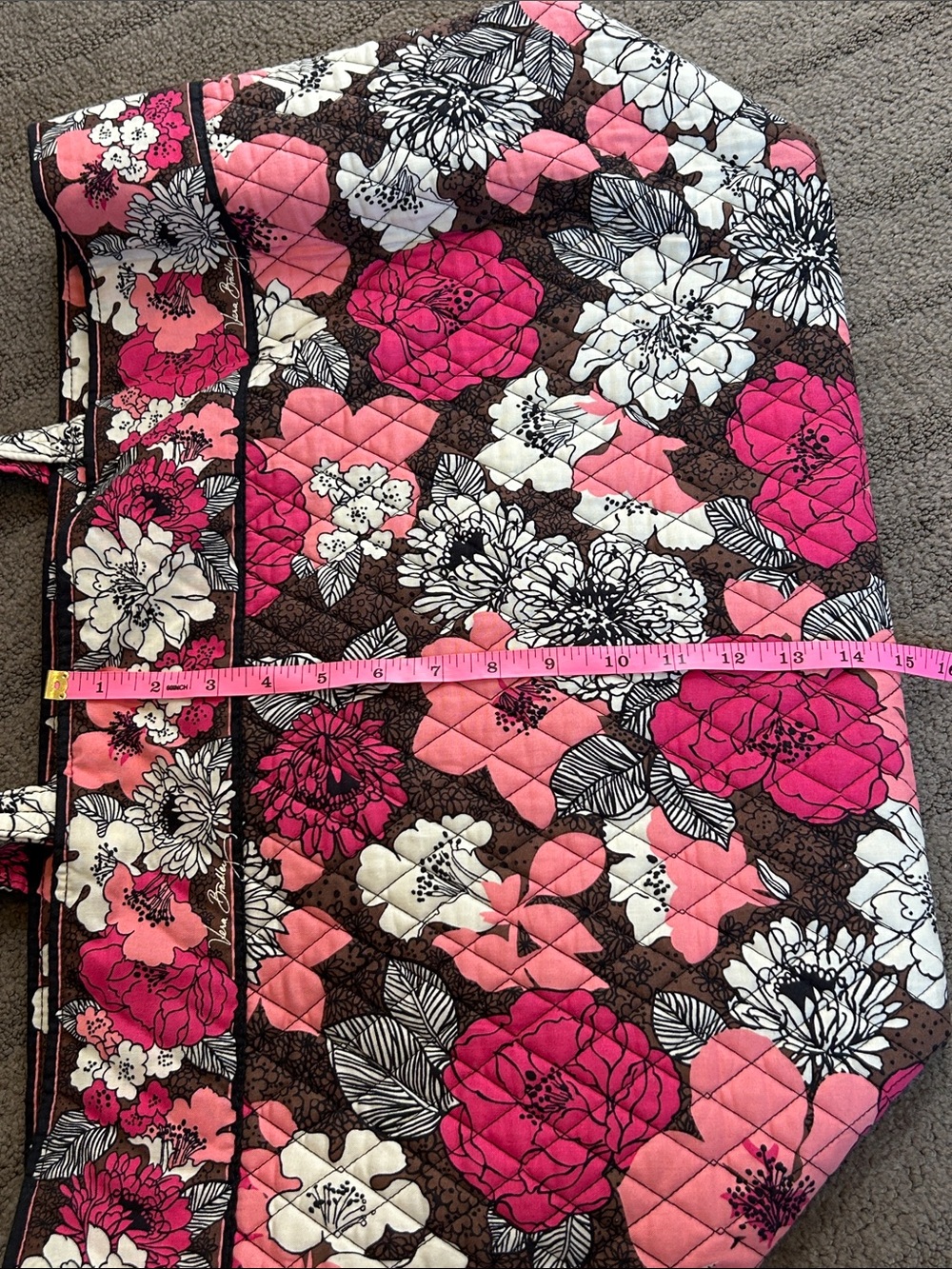 Vera Bradley Large Tote Mocha Rouge Tote EUC - Picture 8 of 8